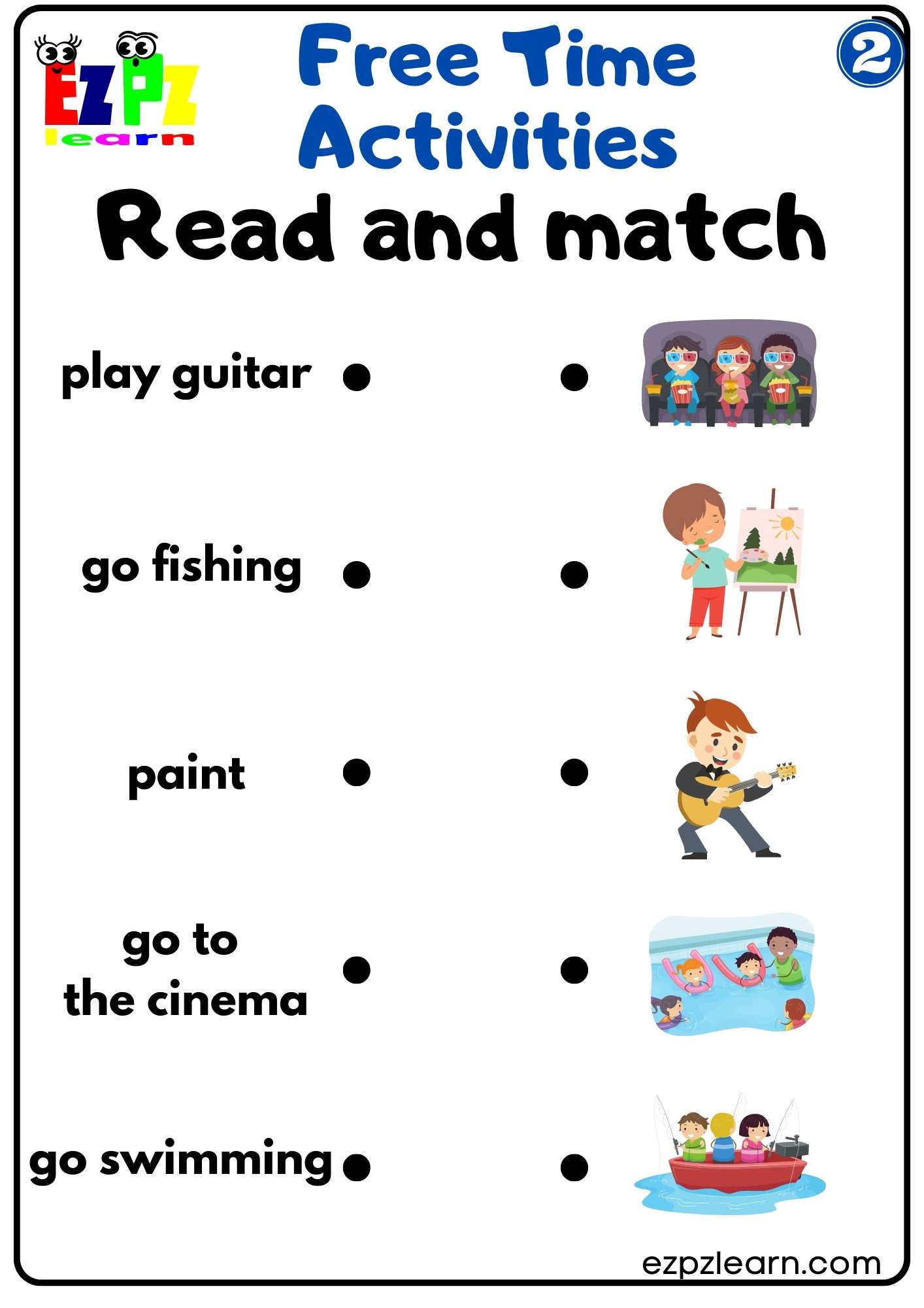 Read and Match Activity for Children and ESL Students PDF Download Free Time Activities G2